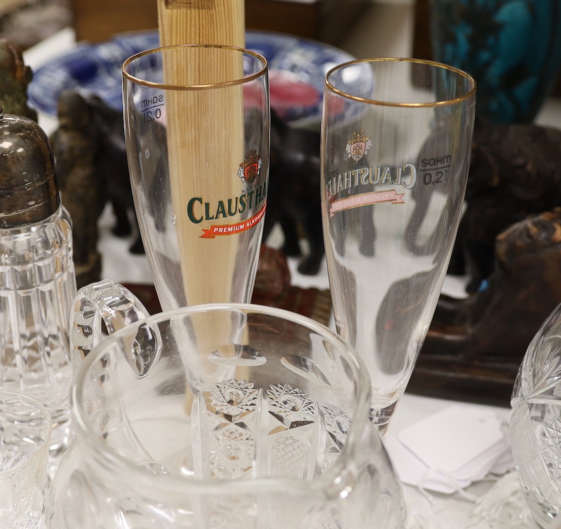 A suite of Hungarian cut drinking glassware, together with other glass